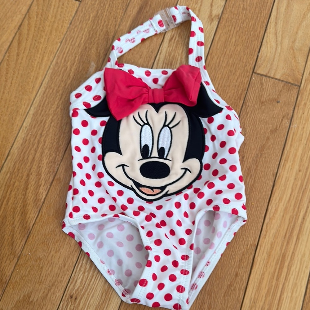 Polka Dot Minnie Mouse Swimsuit 3-6 months Like New
